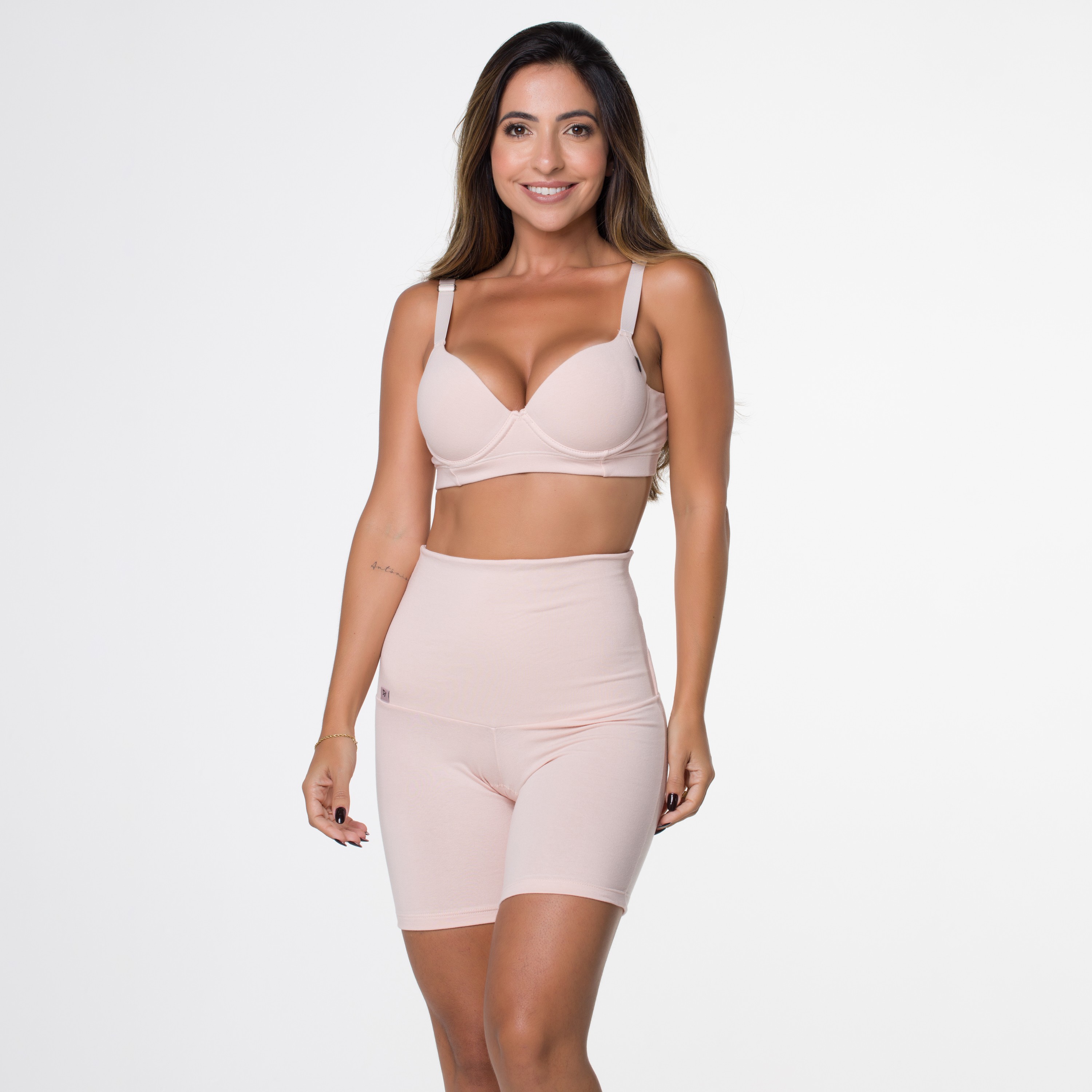 Sutiã Nude em Algodão Egípcio Alça Reforçada e Bojo Soft Liso Ahavá Store