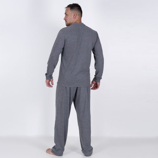 Pijama Masculino Longo Cinza em Algodão