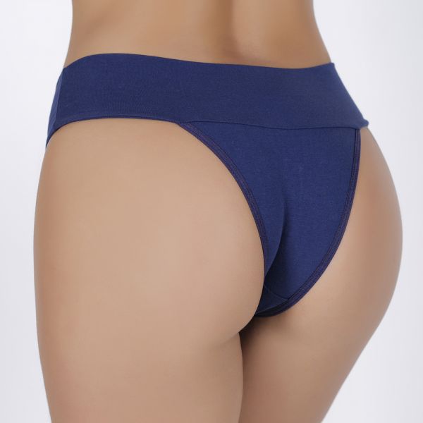 Tanga Pala Dupla Marinho em Algodão Egípcio