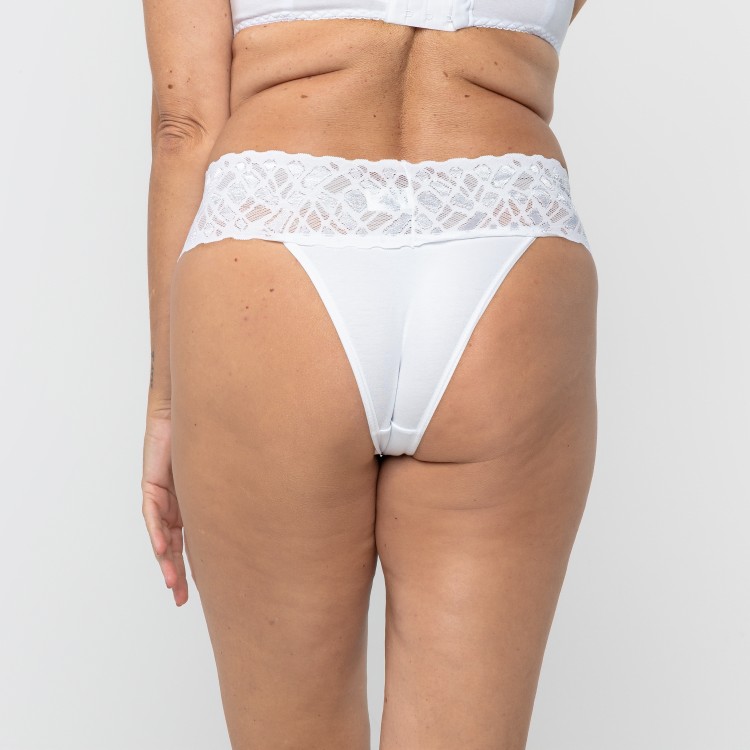 Tanga Rendão Branca em Algodão Egípcio