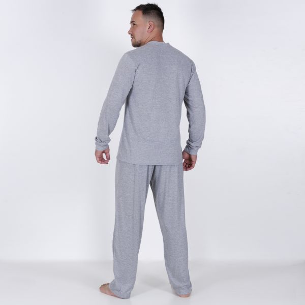 Pijama Masculino Longo Cinza em Algodão