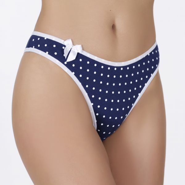 Tanga Poá Azul Marinho em Algodão Egípcio