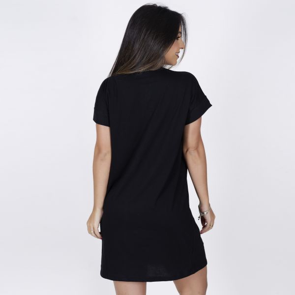 Camisão Silk com Manga Curta Preto Nuvem