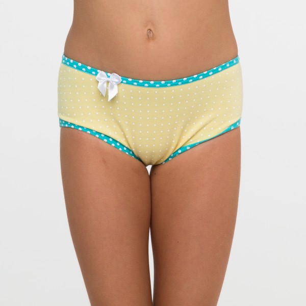 Calcinha Baby Silk Poa Amarelo em Algodão Egípcio