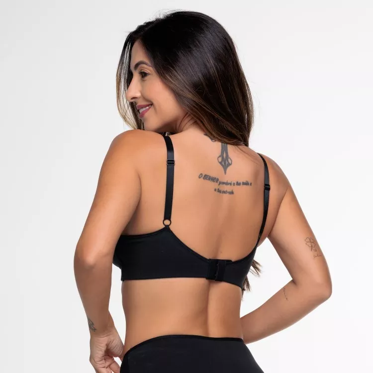 SutiãTriângulo Amamentação SEM arco Bojo Flexível Preto