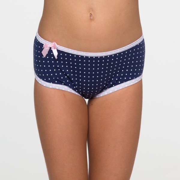 Calcinha Baby Silk Poa Marinho em Algodão Egípcio