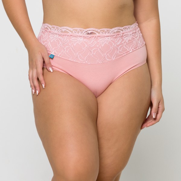 Calcinha Plus Size Algodão Egípcio Barra Renda Forrada na Cor Romance