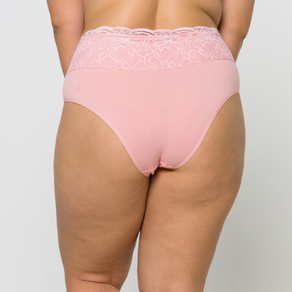 Calcinha Plus Size Algodão Egípcio Barra Renda Forrada na Cor Romance