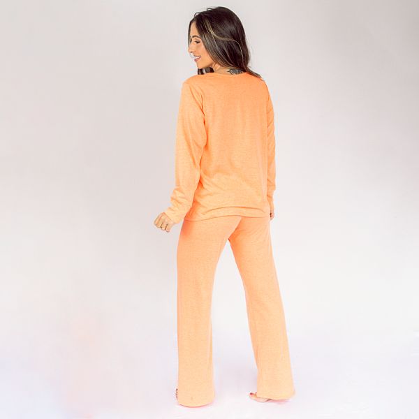 Pijama Longo em Algodão Com Estampa em Silk + Necessaire