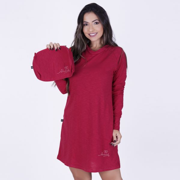 Camisão em Flamezão Manga Longa Rubi Liso