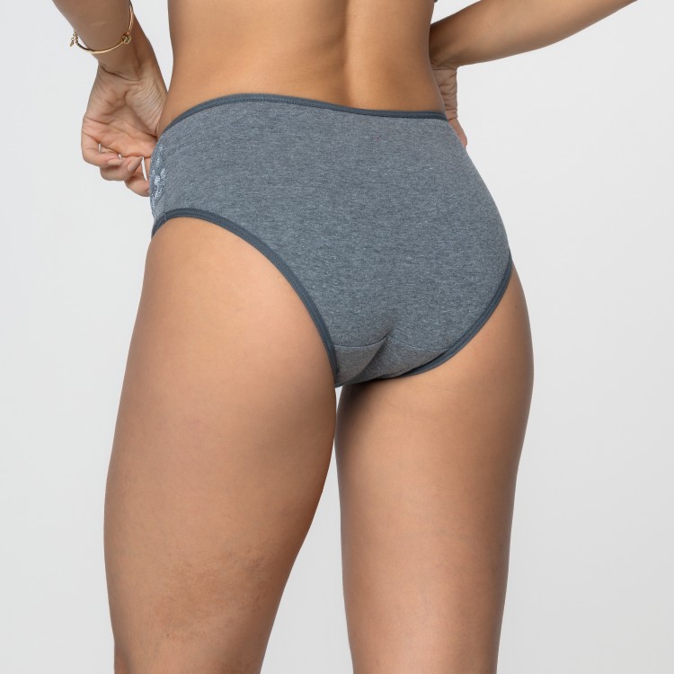 Calcinha Cinza Escuro com Detalhe Renda na Cintura cinza escuro