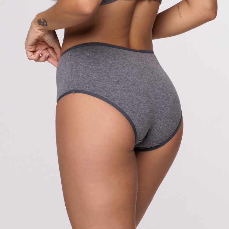 Calça Senhora Cinza Escuro Em Algodão Egípcio