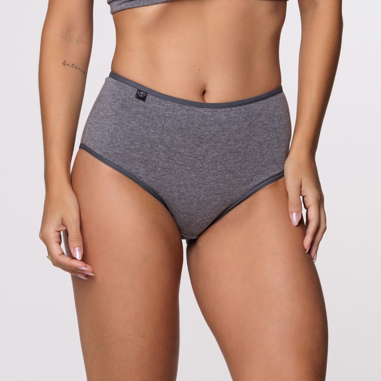 Calça Senhora Cinza Escuro Em Algodão Egípcio