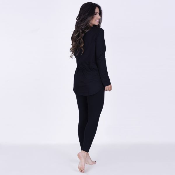 Pijama Algodão Bicolor com Legging preto com laranja