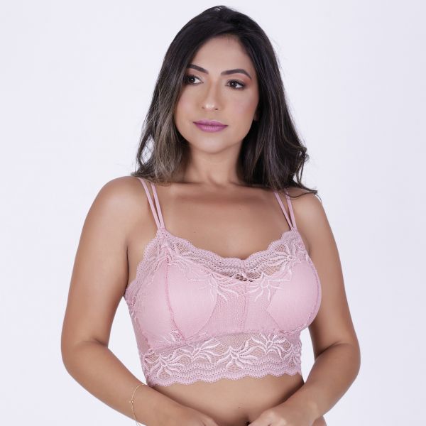 Cropped em renda com Bojo Removível Romance