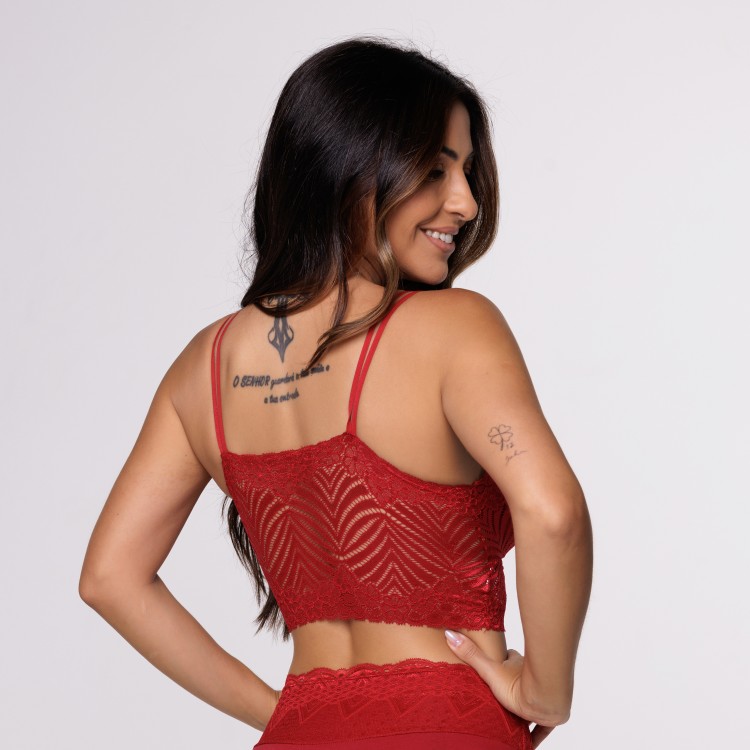 Cropped em renda com Bojo Removível Rubi