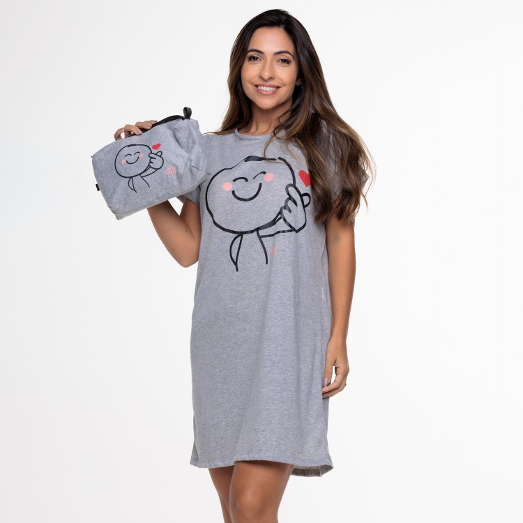 Camisão Silk em Algodão Boneco Love Coração