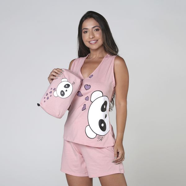 Pijama Regata em algodão cintura sanfonada