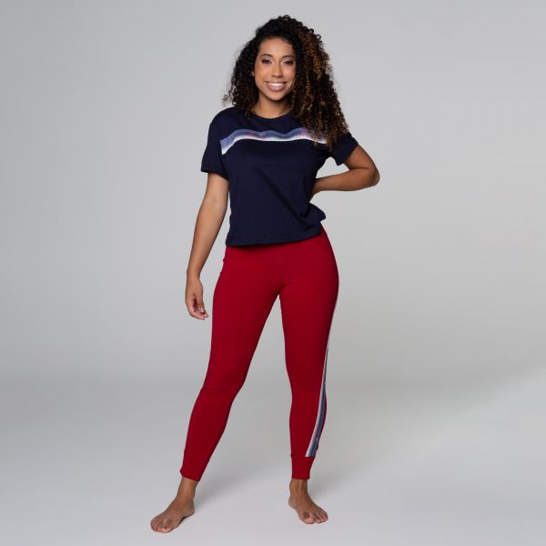 Pijama c/calça legging em algodão egípcio de manga curta e elástico personalizado c/ Glitter