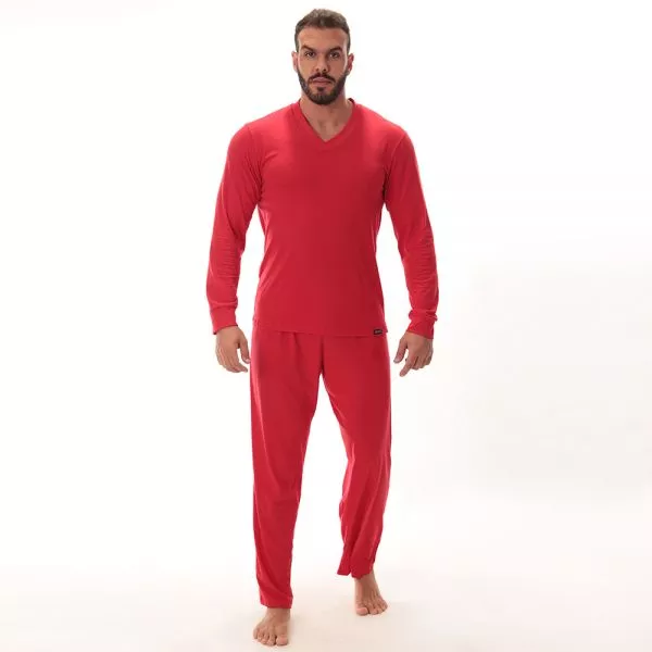 Pijama Masculino Longo rubi em Algodão