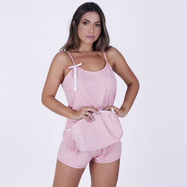 Baby Doll Silk Bolinha e Lacinho romance