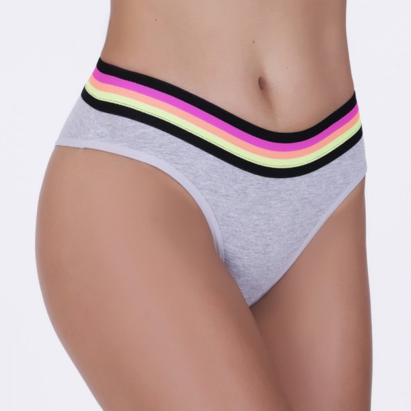 Tanga em Algodão Egípcio Elástico Mescla Claro com Personalizado em cores Neon