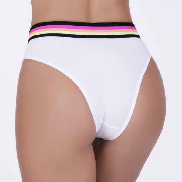Tanga em Algodão Egípcio Branco com Elástico Personalizado em cores Neon