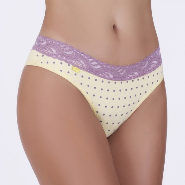 Tanga Amarelo Renda Poá Satin em Algodão Egípcio