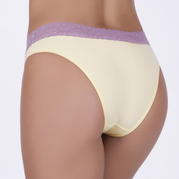 Tanga Amarelo Renda Poá Satin em Algodão Egípcio