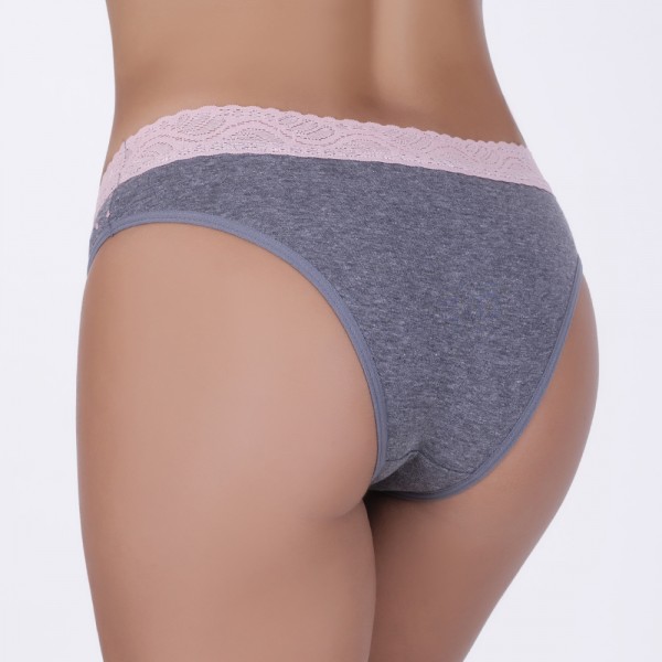 Tanga Mescla Escuro Renda Poá em Algodão Egípcio