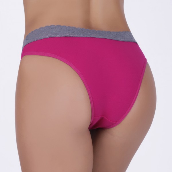 Tanga Pink Renda Poá Cinza em Algodão Egípcio