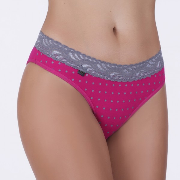 Tanga Pink Renda Poá Cinza em Algodão Egípcio