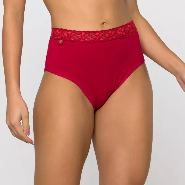 Calcinha Em Algodão Egípcio Rubi com renda na cintura