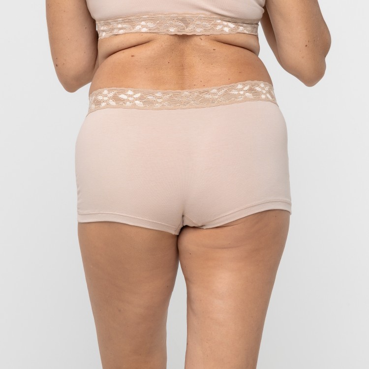 Cueca Feminina em Algodão Egípcio Areia com renda na cintura
