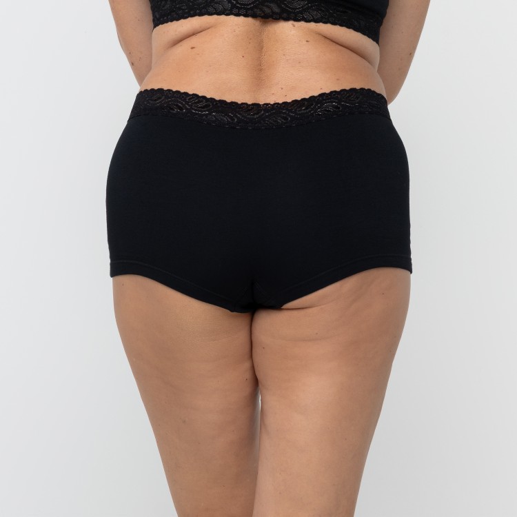 Cueca Feminina em Algodão Egípcio Preto com renda na cintura