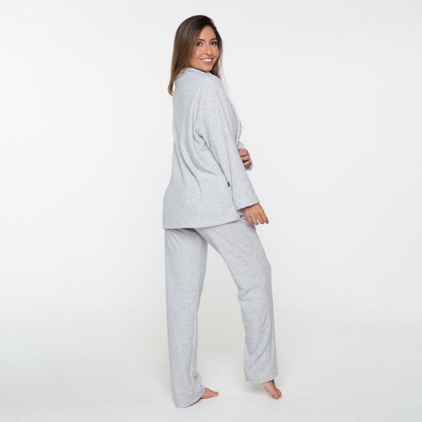 Conjunto Plush Boucle com Bolso e gola com cadarço