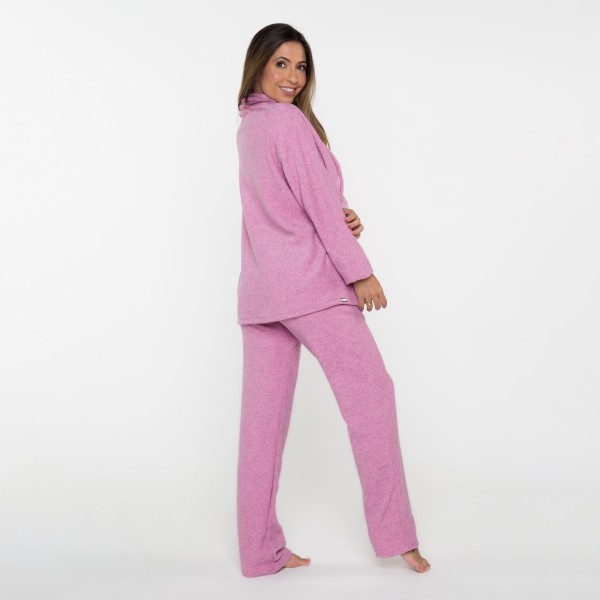 Conjunto Plush Boucle com Bolso e gola com cadarço