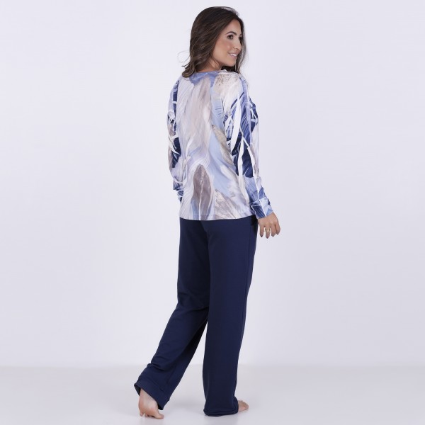 Pijama Feminino Moletim Longo Estampado