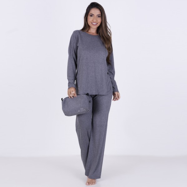 Pijama Longo em algodão Liso