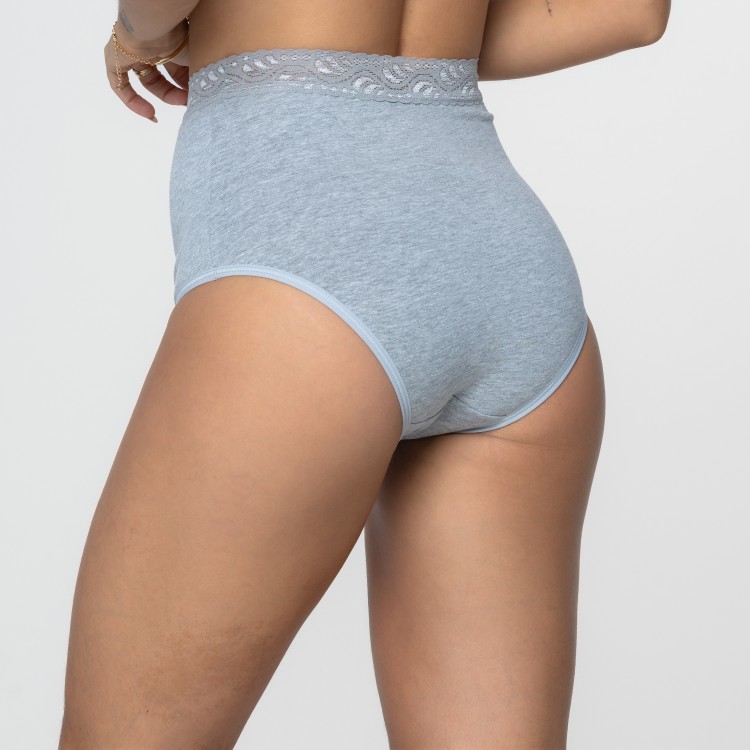 Calçola Hot Pant Mescla Claro com detalhe em renda