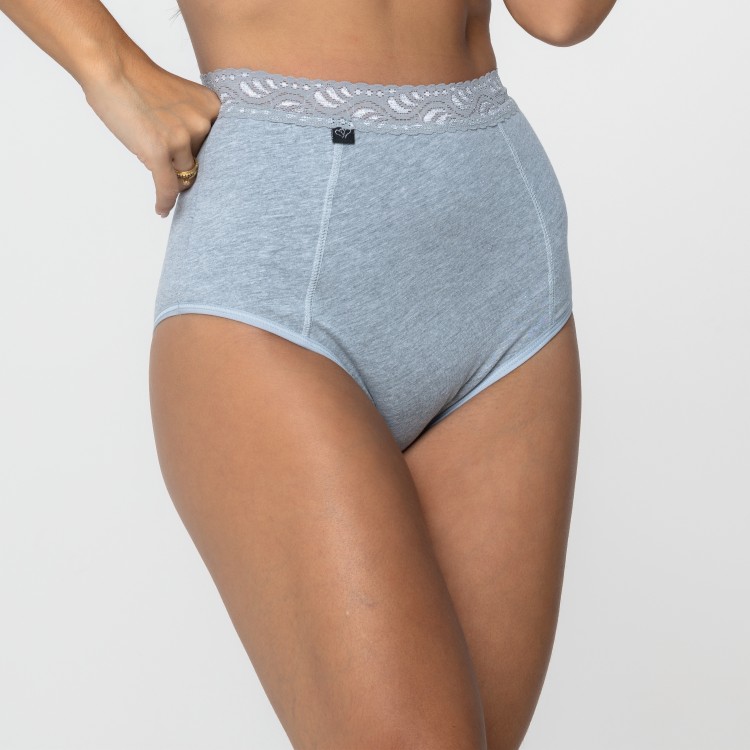 Calçola Hot Pant Mescla Claro com detalhe em renda