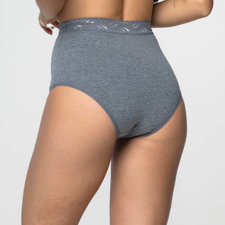 Calçola Hot Pant Mescla Escuro com detalhe em renda