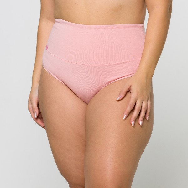 Calcinha Plus Size Cós Super Largo Em Algodão Egípcio na cor Romance