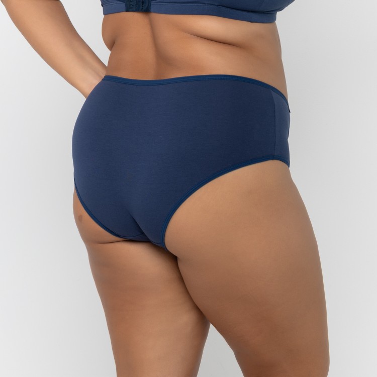Calçola Plus Size Senhora Em Algodão Egípcio Azul marinho