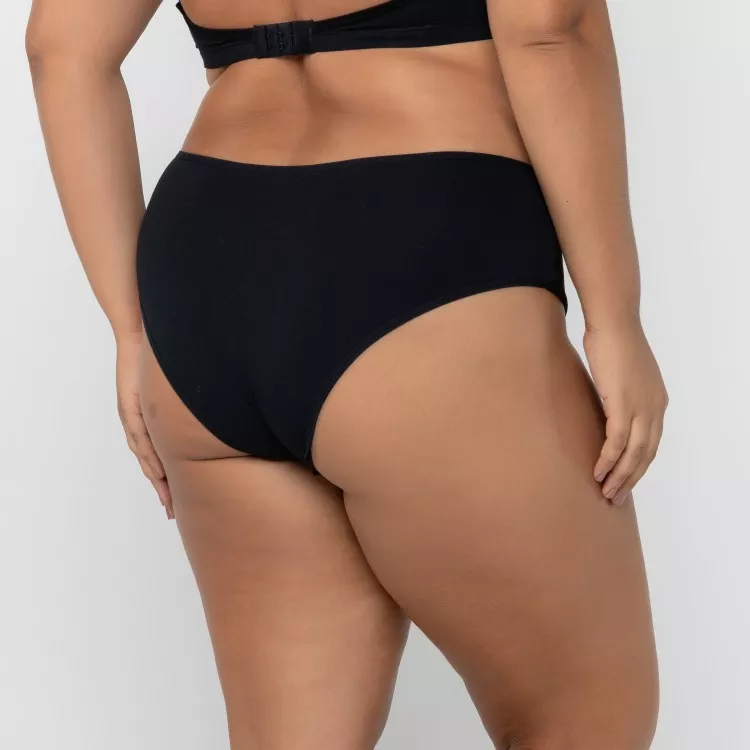 Calçola Plus Size Senhora Preto Em Algodão Egípcio Preto