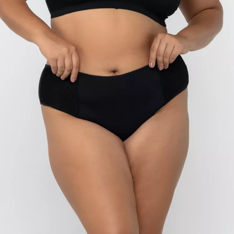 Calçola Plus Size Senhora Preto Em Algodão Egípcio Preto
