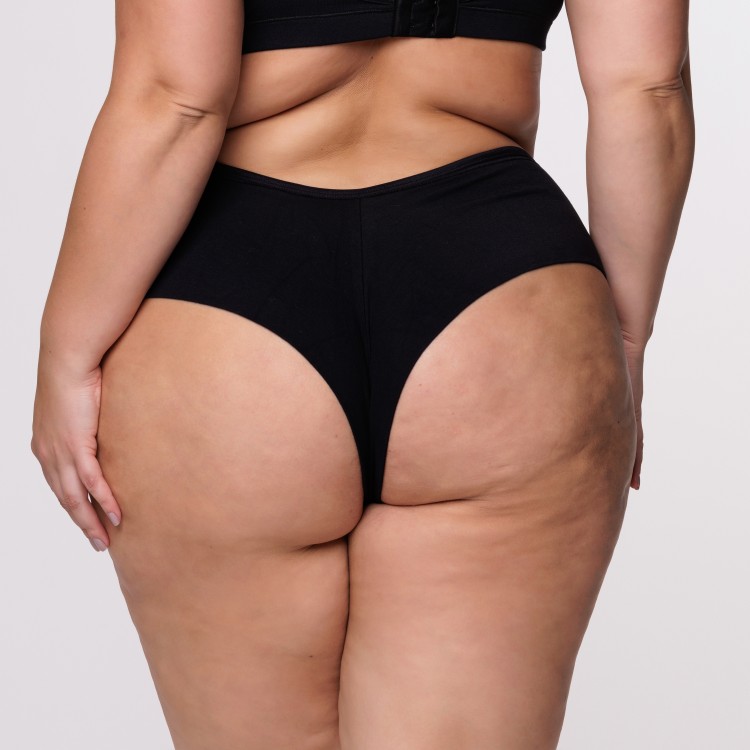 Calcinha Plus Size  Fio Duplo Preto com Renda na Lateral