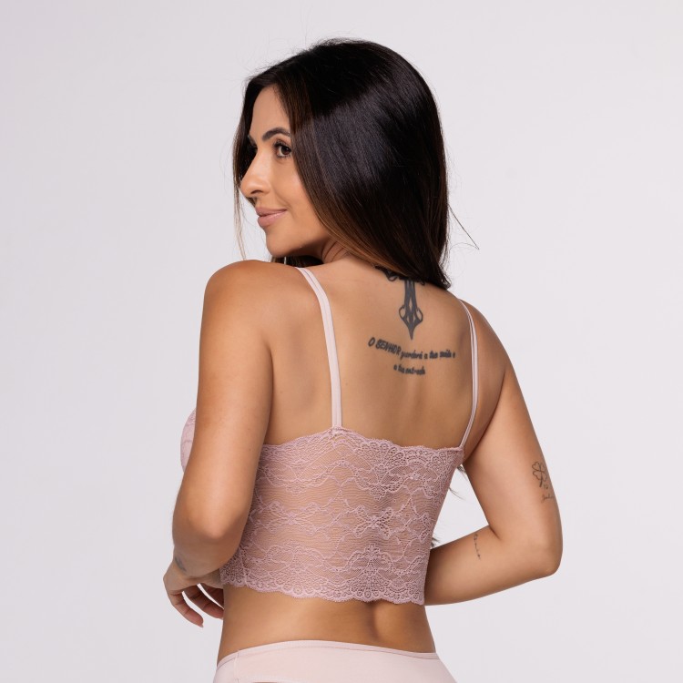 Cropped em renda com Bojo Removível Branco