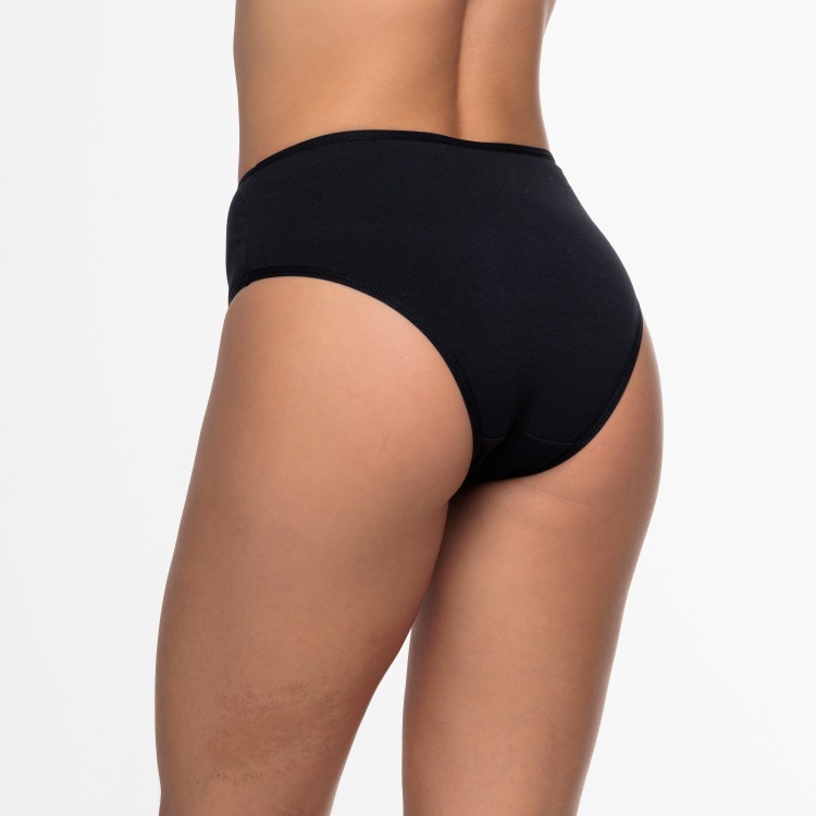 Calcinha com Detalhe em Renda Sobreposta Preto em Algodão Egípcio