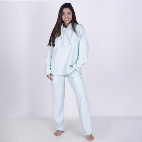 Conjunto Plush Boucle com Bolso e gola com cadarço